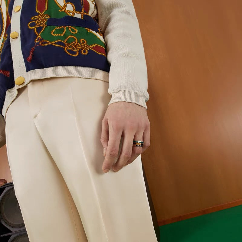 18K Gucci Link To Love Enamel And Diamond Ring