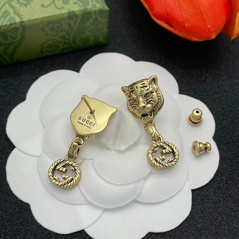 18K Gucci Tiger Drop Earrings