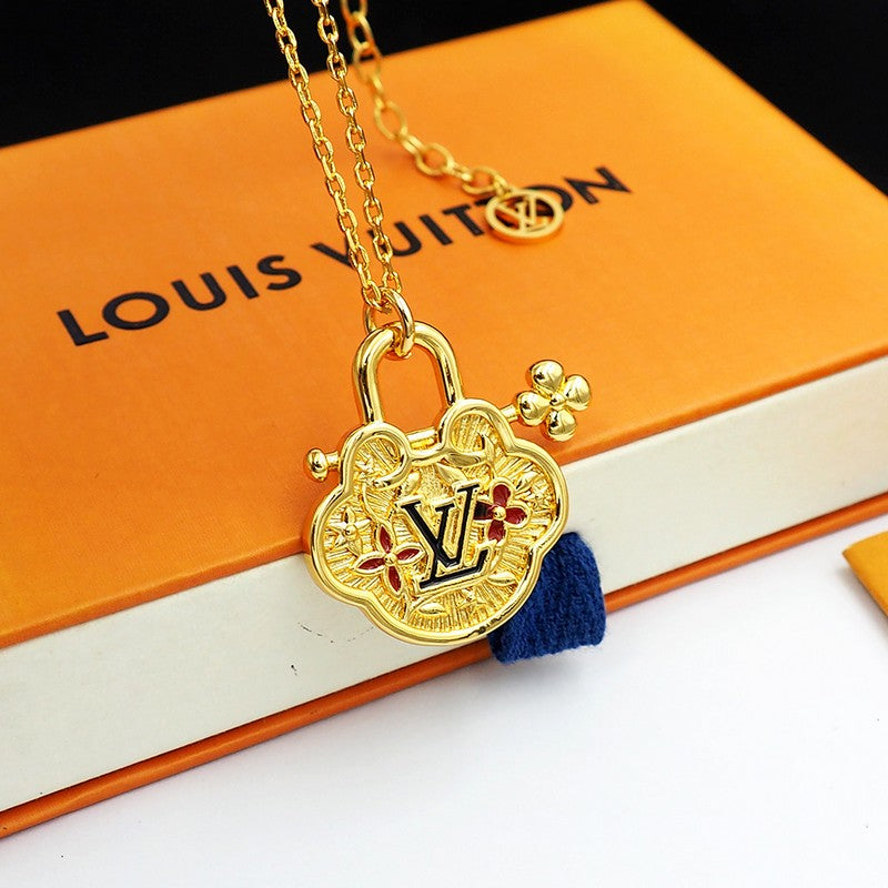 18K Louis Vuitton Vintage Lock Gold Necklace