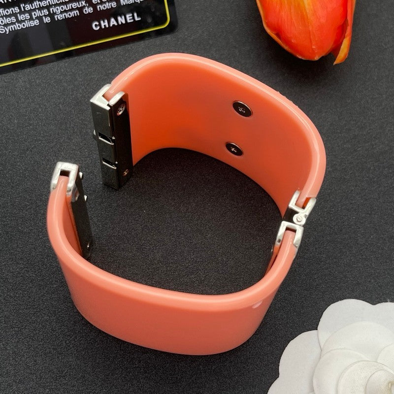 18K Chanel Pearl Diamond Pink Cuff Bracelet