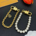 18K Louis Vuitton Pearl & Gold Chain Bracelet Set