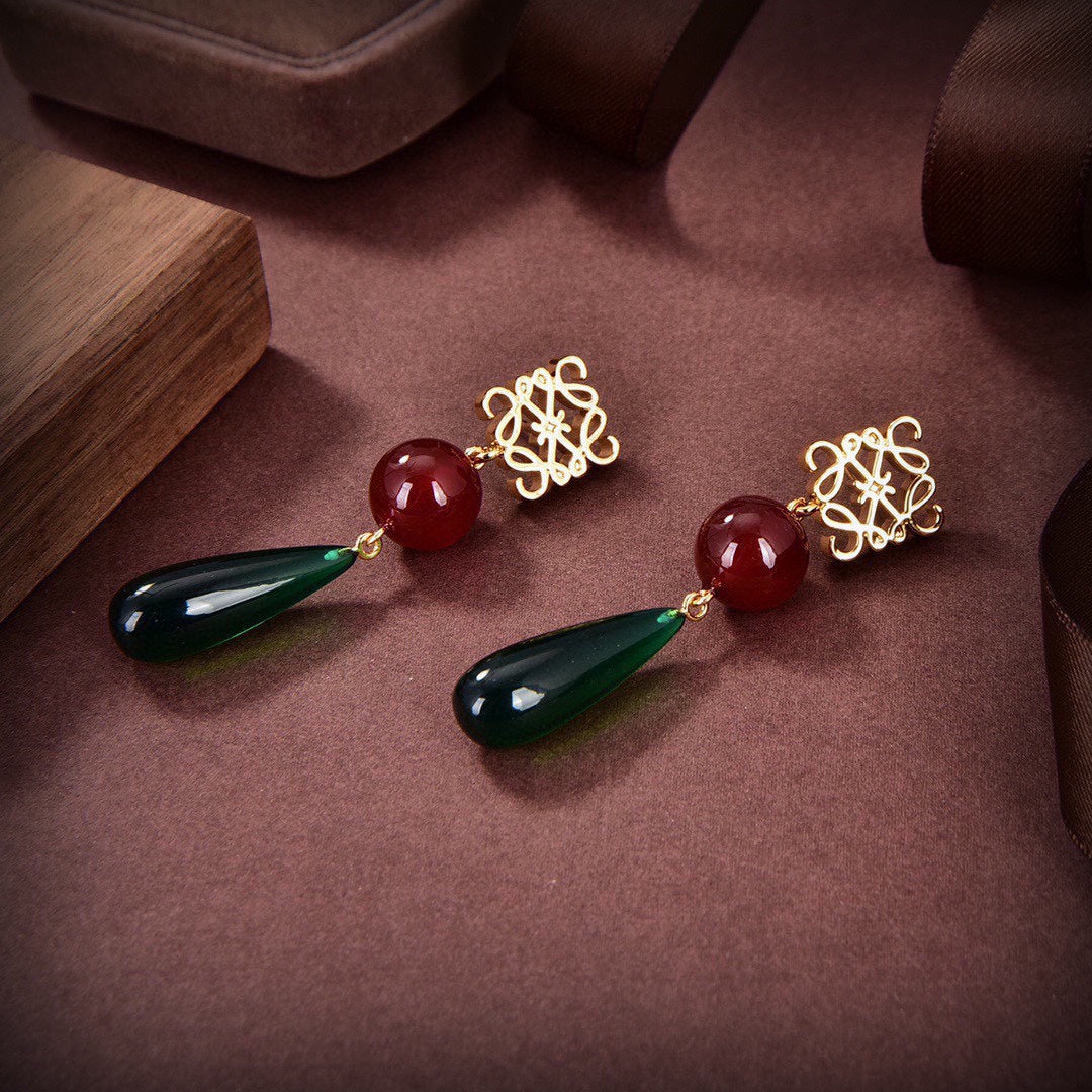 18K Loewe Anagram Color Crystals Earrings