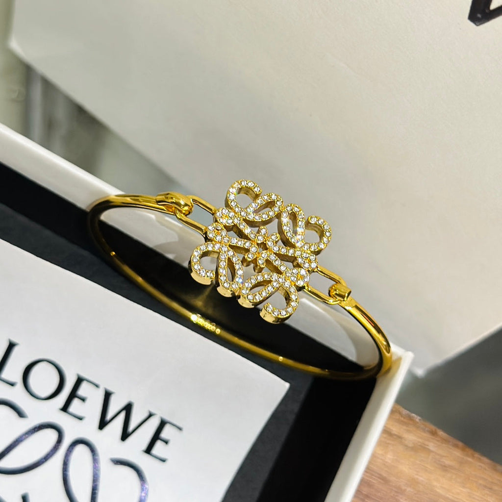 18K Loewe Anagram Pave Anagram Open Bracelet