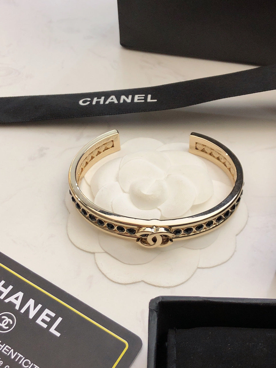 18K Chanel Crystal Open Cuff Bracelet