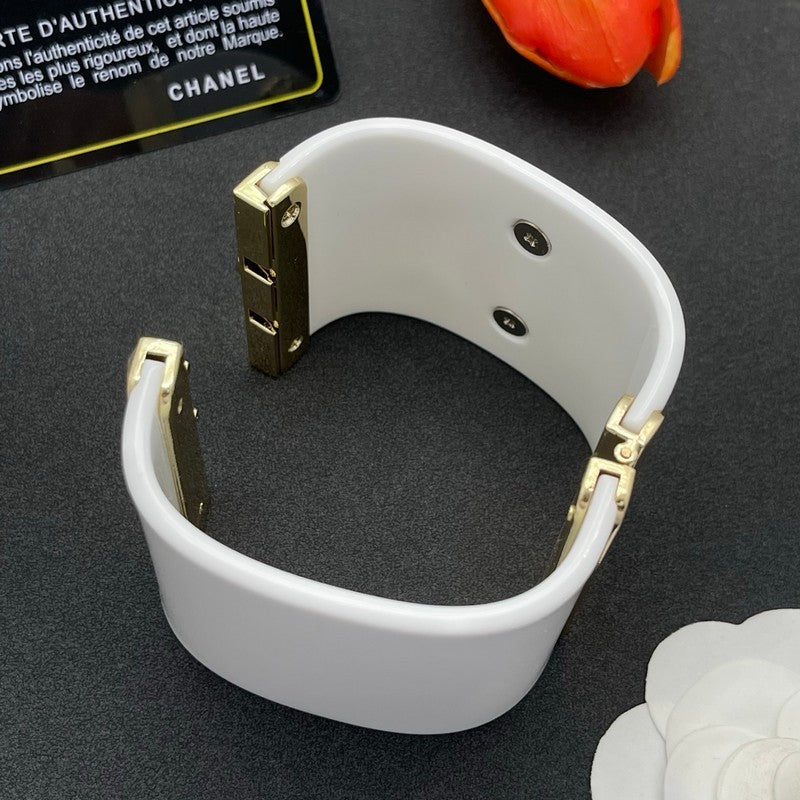 18K Chanel Pearl Diamond White Cuff Bracelet