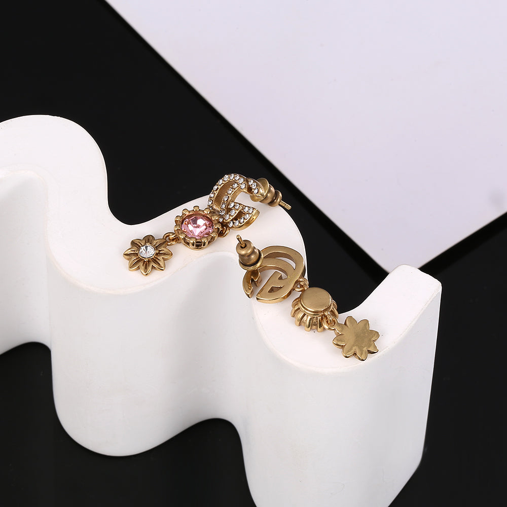 18K Gucci Flower Crystal Earrings