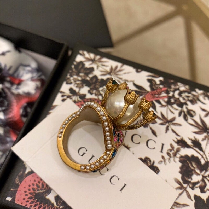 18K Gucci Multistone Pearl Ring