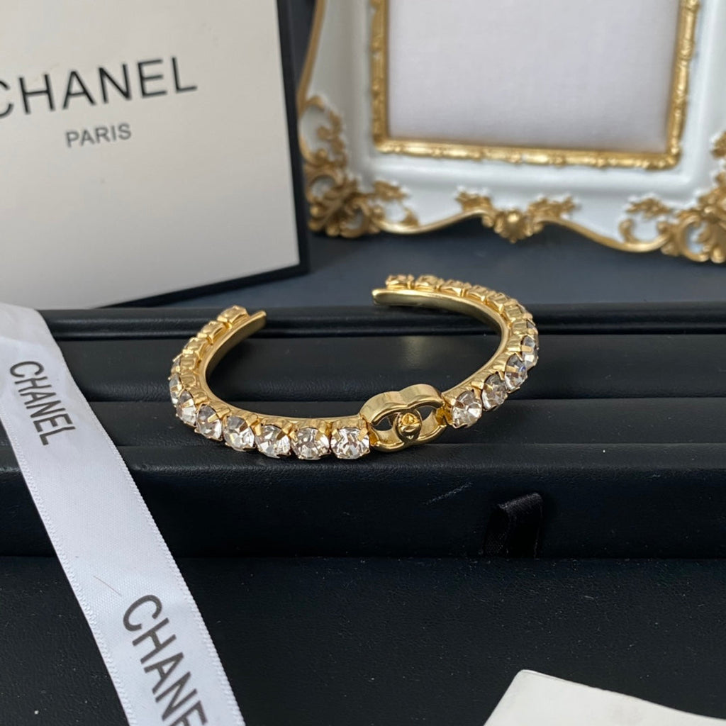 18K Chanel Crystal Open Cuff Bracelet