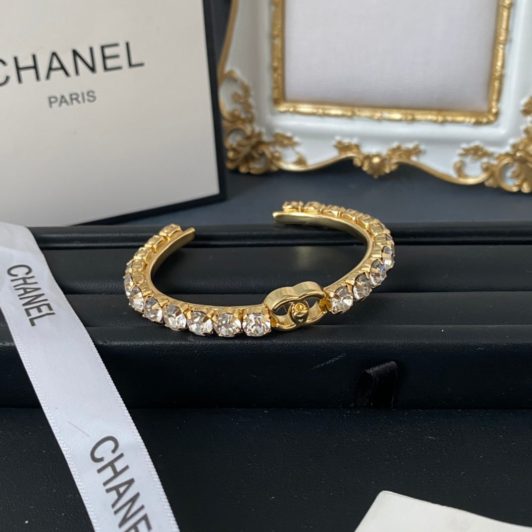 18K Chanel Crystal Open Cuff Bracelet