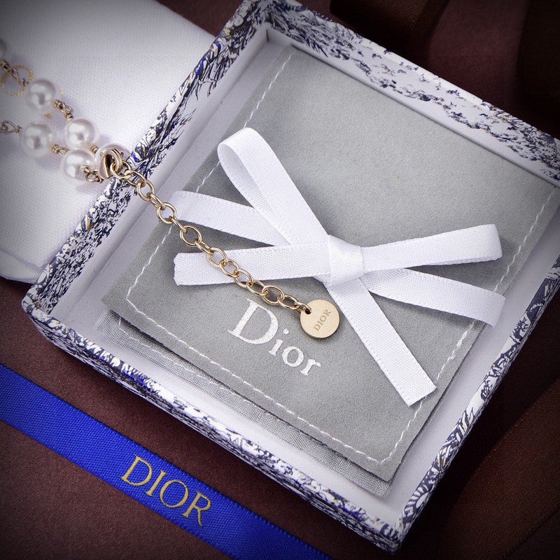 18K Dior Butterfly Pearl Choker Necklace