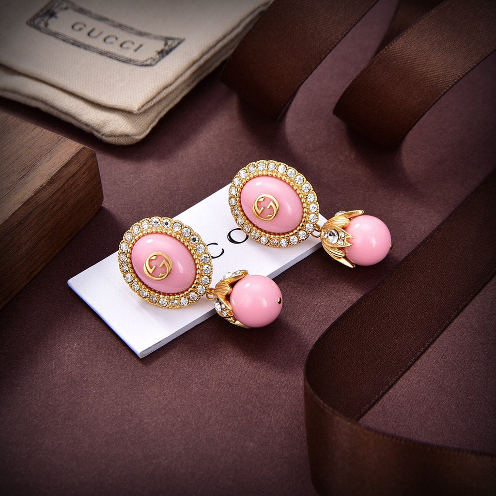 18K Gucci Pink Pearls Earrings
