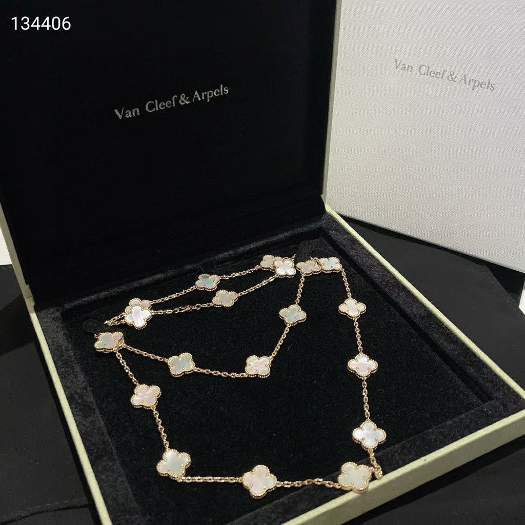 18K Van Cleef & Arpels Vintage Alhambra 20 Motifs Long Necklace