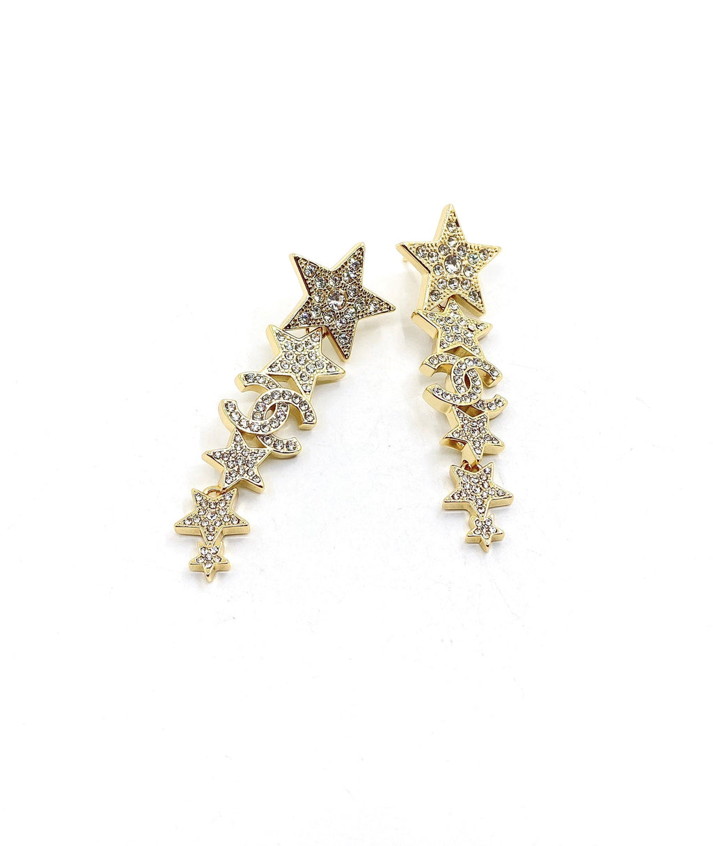 18K Chanel Star Diamonds Pendant Earrings