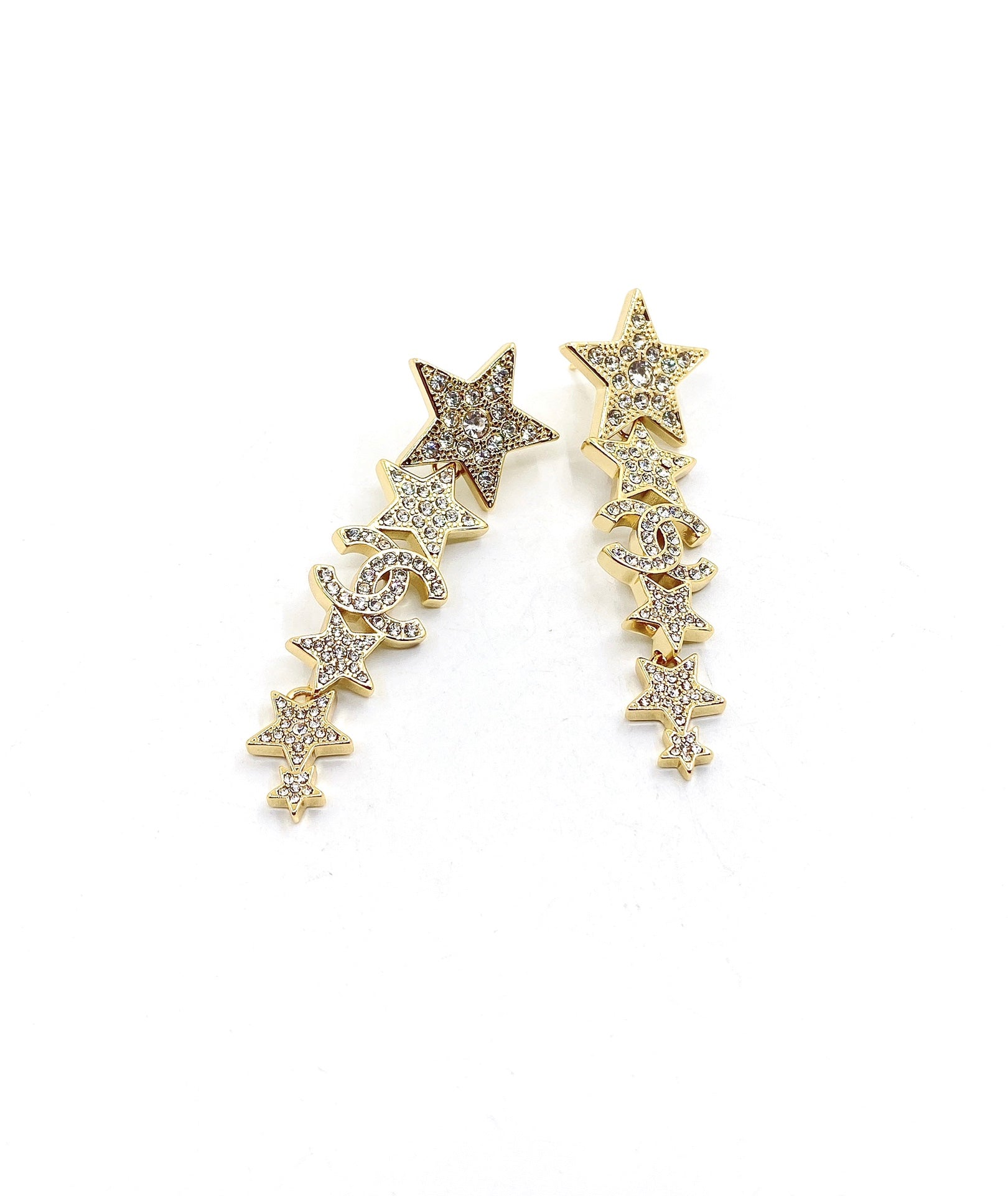 18K Chanel Star Diamonds Pendant Earrings