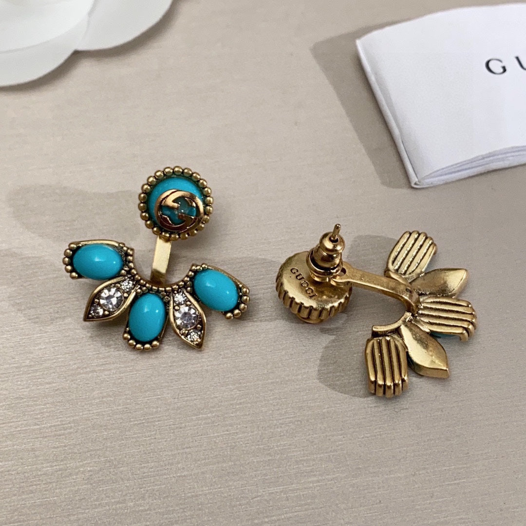 18K Gucci Blue Flowers Earrings