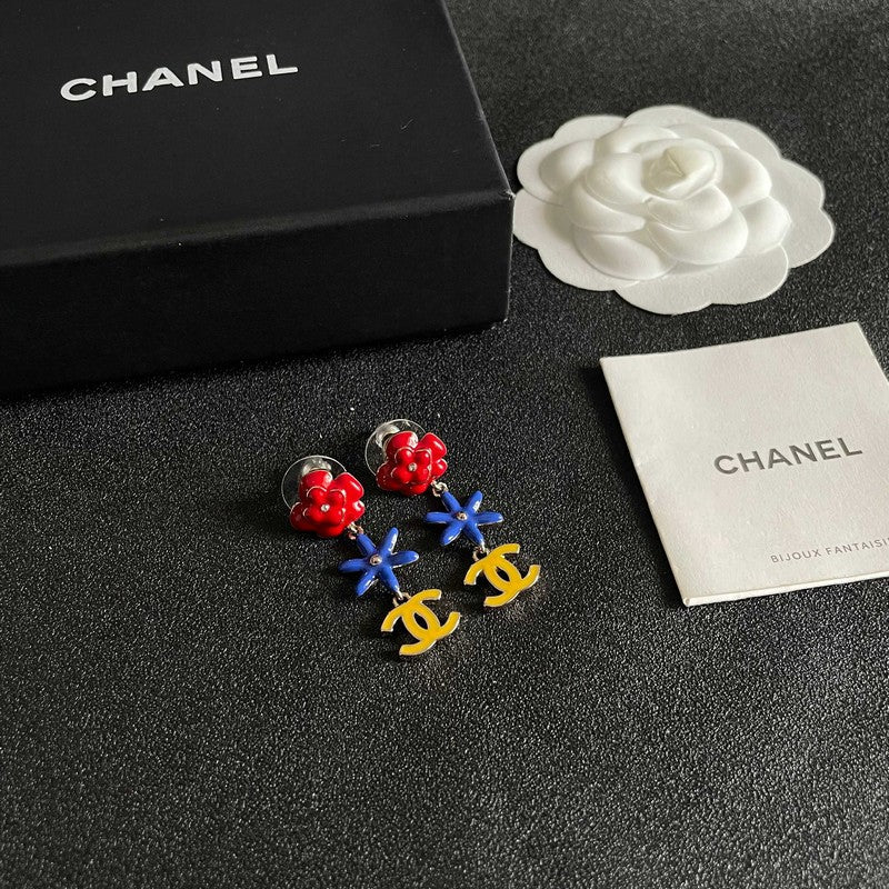18K Chanel Color Camellia Earrings