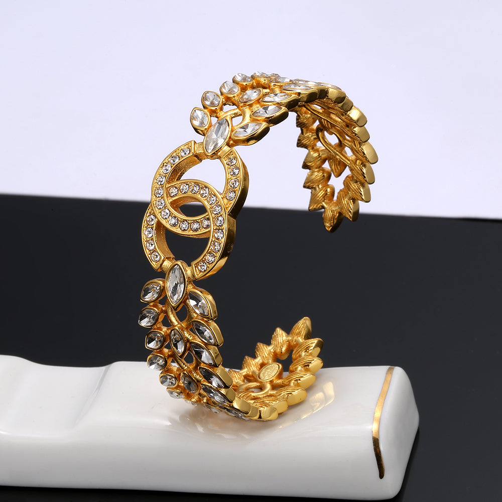 18K Chanel Crystals Open Cuff Bracelet