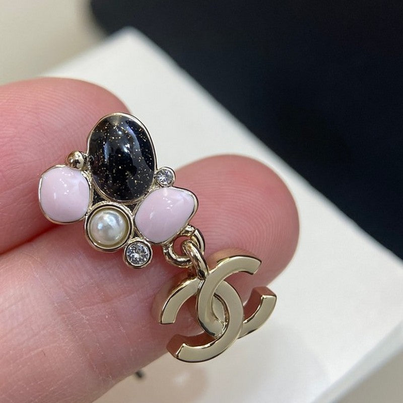 18K Chanel 25K Black & Pink Gold Earrings