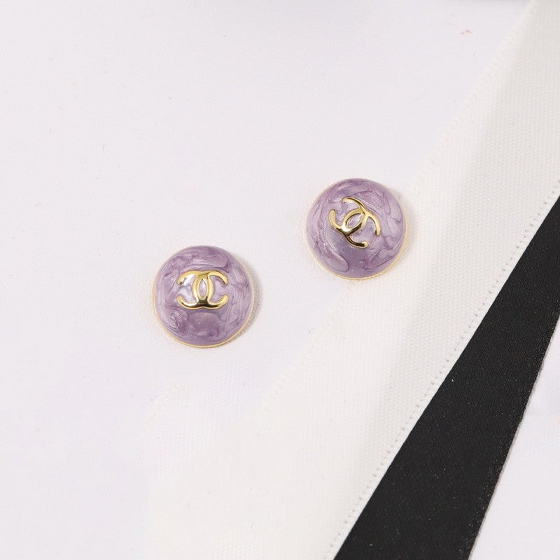 18K Chanel Purple & Pink Gold Earrings