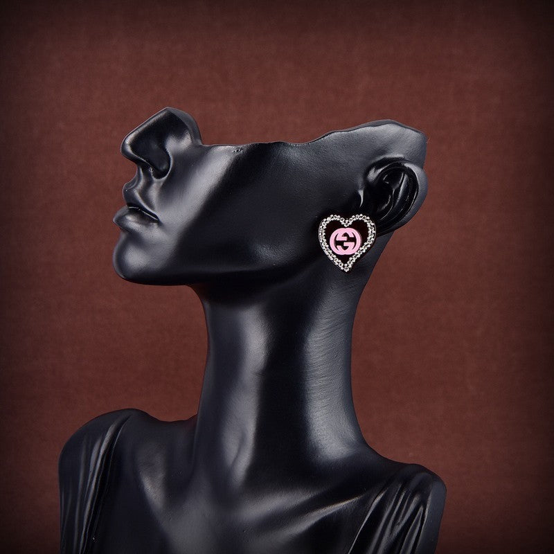 18K Gucci Pink Heart Earrings