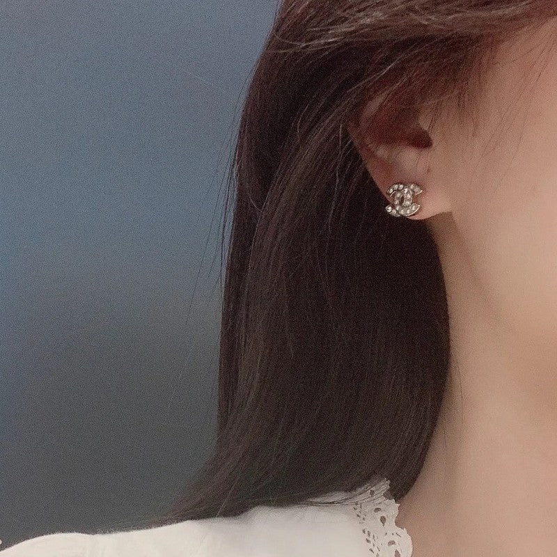 18K Chanel Diamond & Pearl Earrings
