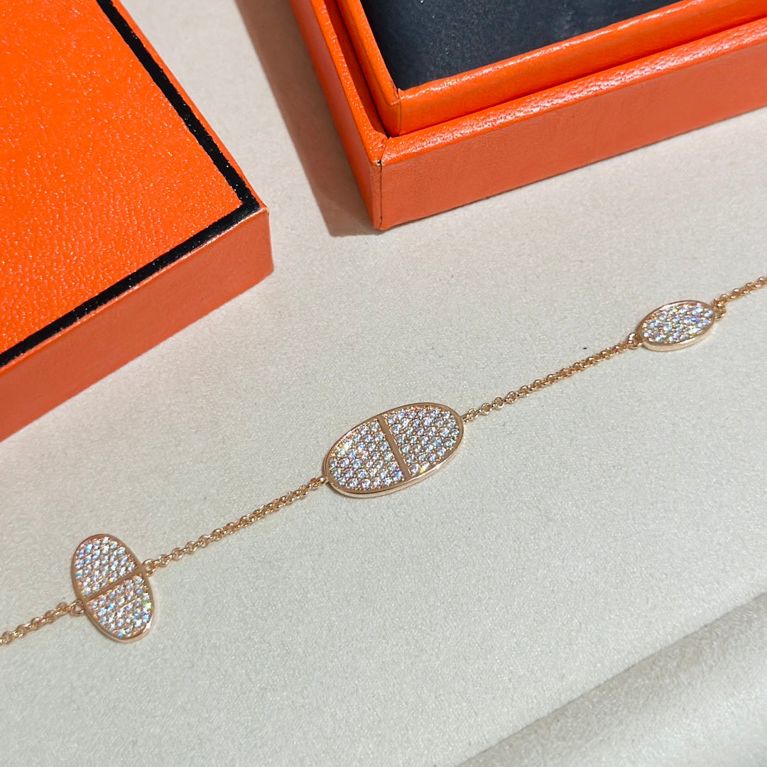 18K Chaine D'Ancre Verso Diamond Hermes Bracelet