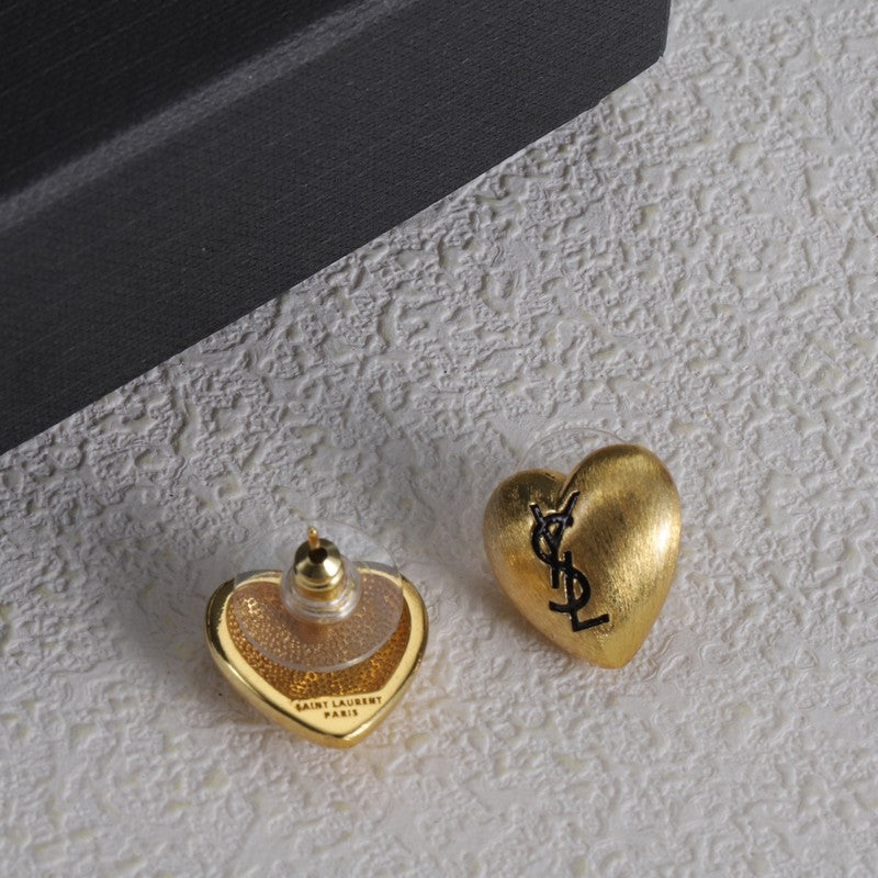 18K YSL Heart Gold Earrings