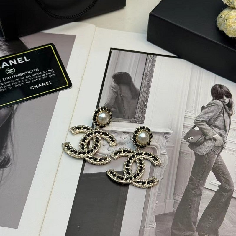 18K Chanel Leather Gold Earrings