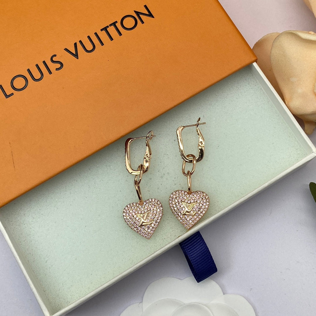 18K Louis Vuitton Diamond Heart Earrings