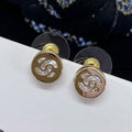 18K Chanel Gold Diamond Button Earrings