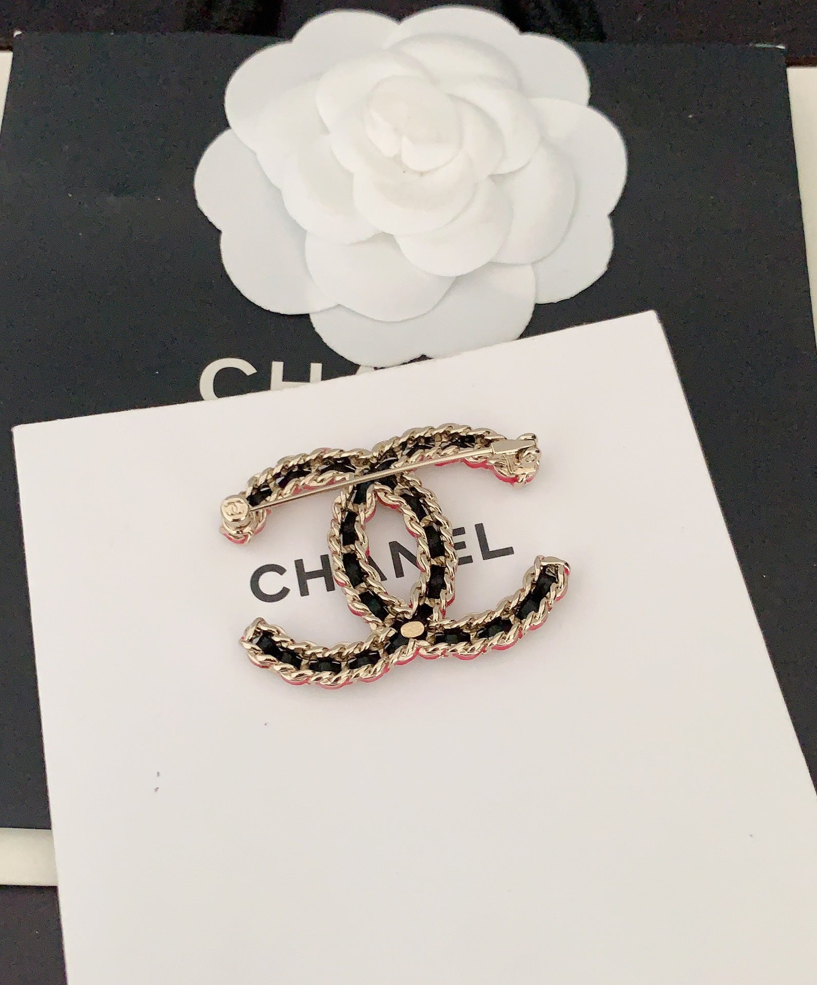 18K Chanel Leather Pink Brooch