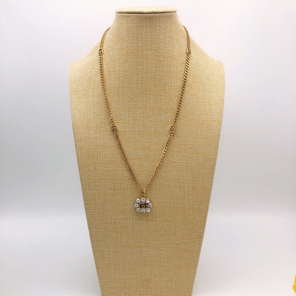 18K Gucci Flower Crystals Necklace