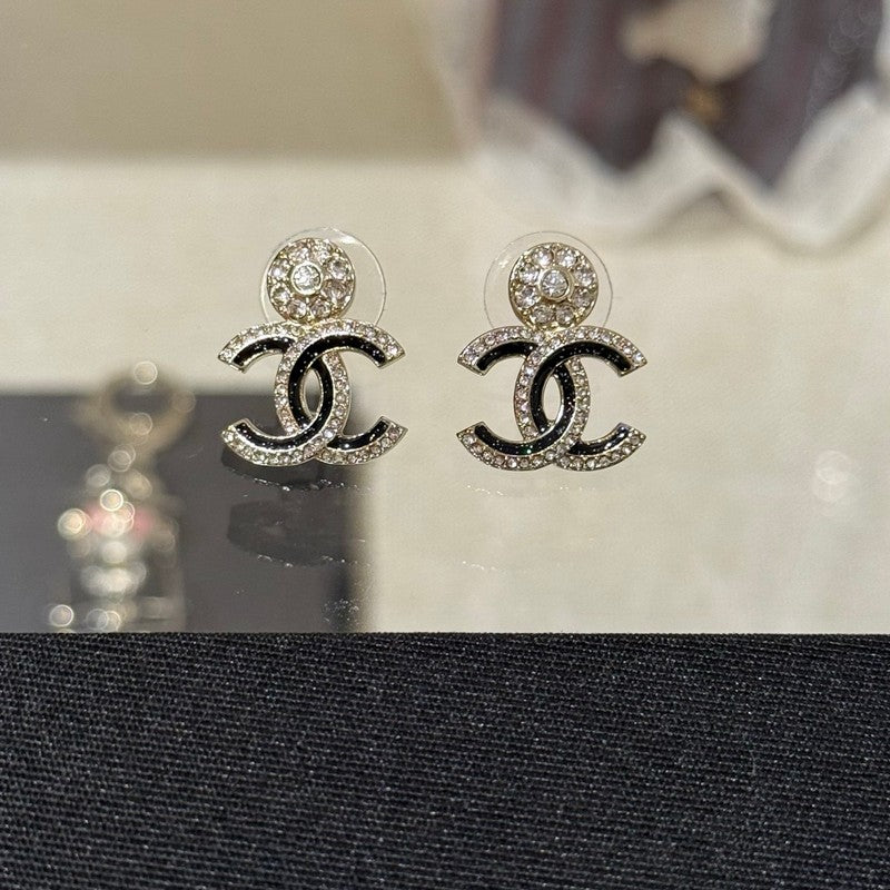 18K Chanel Black Diamond Earrings