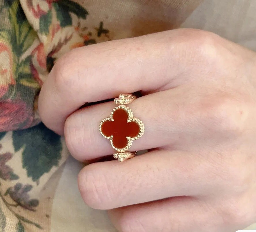 18K Van Cleef & Arpels Vintage Alhambra Reversible Ring