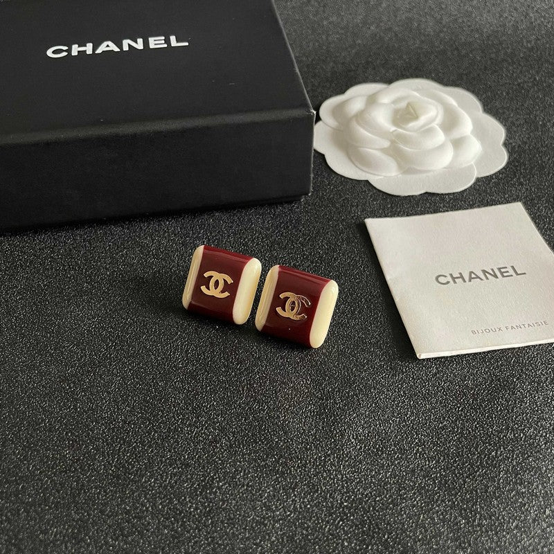 18K Chanel Red & White Pearl Earrings
