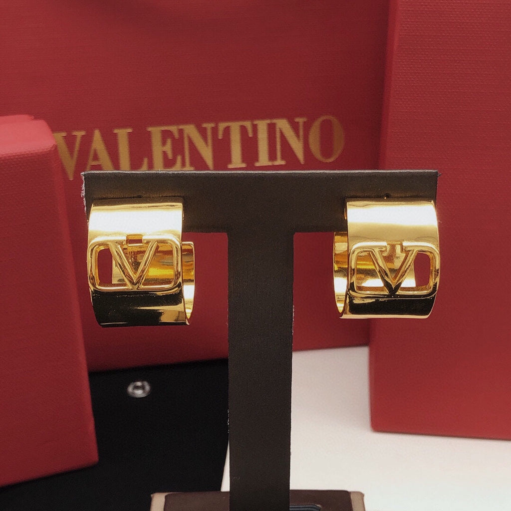 18K Valentino Vlogo Cuff Earrings