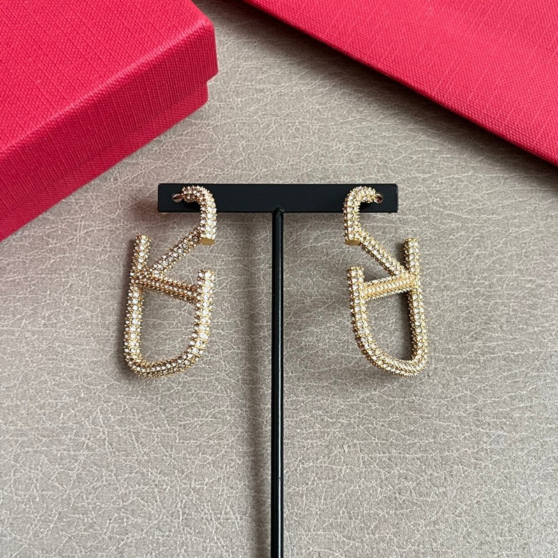 18K Valentino Vlogo Diamond Earrings