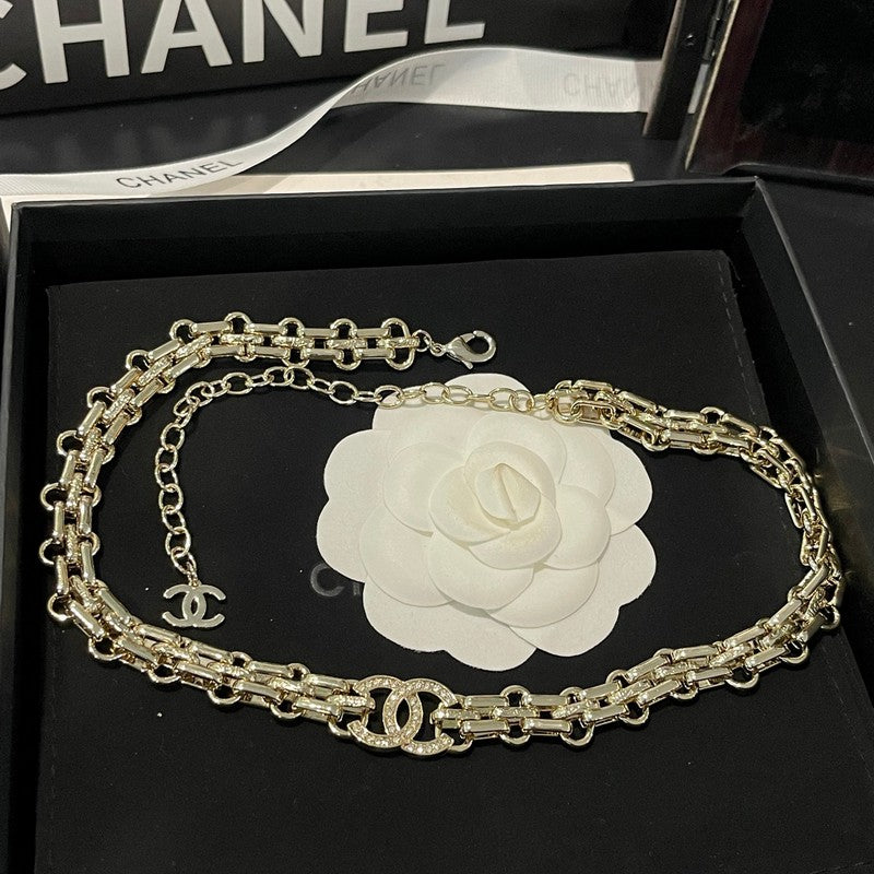 18K Chanel Pave Diamond Gold Necklace