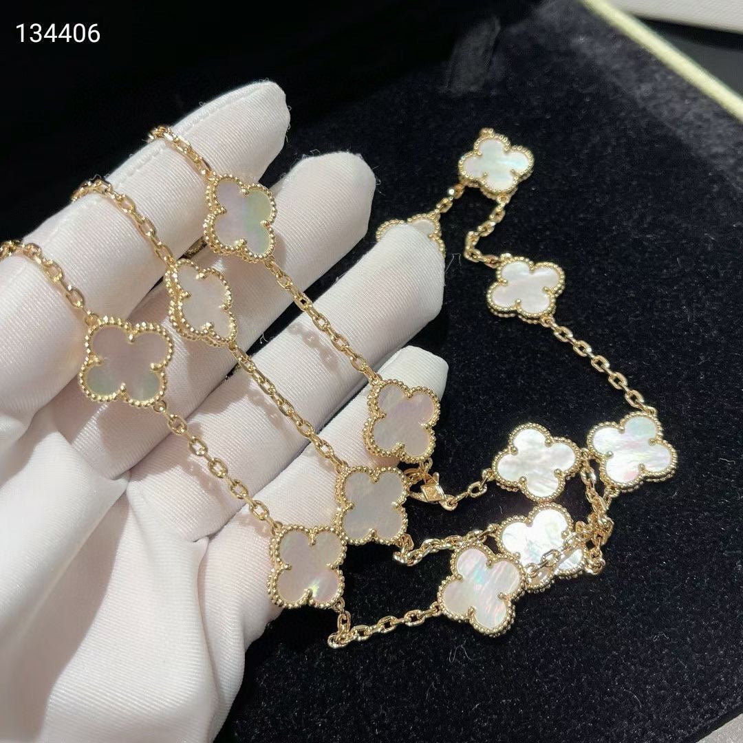 18K Van Cleef & Arpels Vintage Alhambra 20 Motifs Long Necklace
