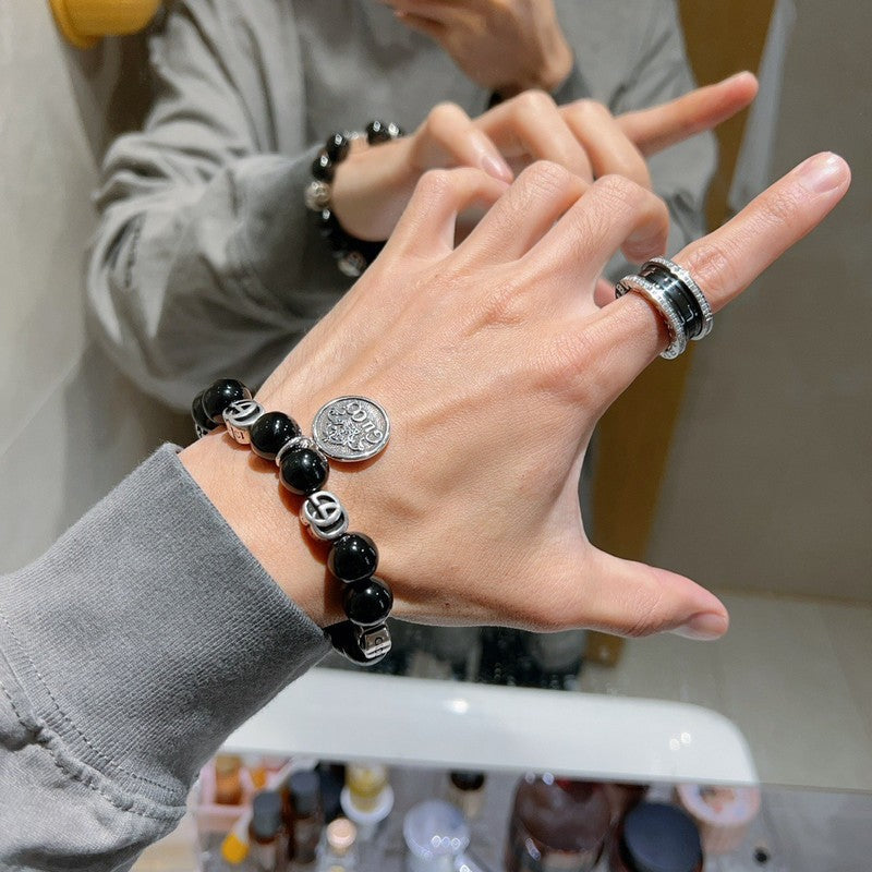 18K Gucci Anger Forest Black Bead Chain Bracelet