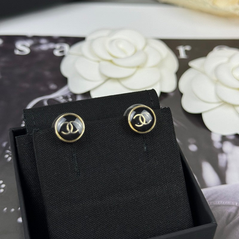 18K Chanel 25K Black Gold Earrings