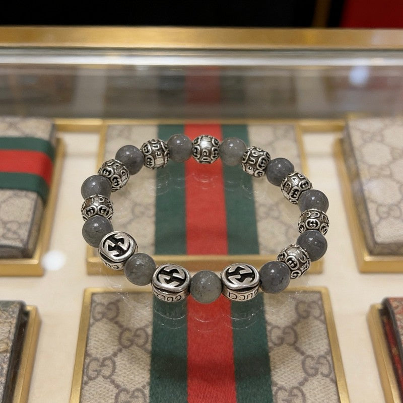 18K Gucci Anger Forest Grey Pearl Chain Bracelet