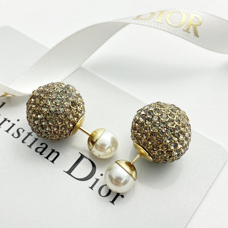 18K Dior Diamond & Pearl Gold Earrings