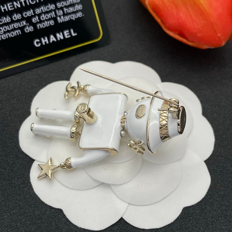 18K Chanel Robot Gabrielle Doll White Brooch