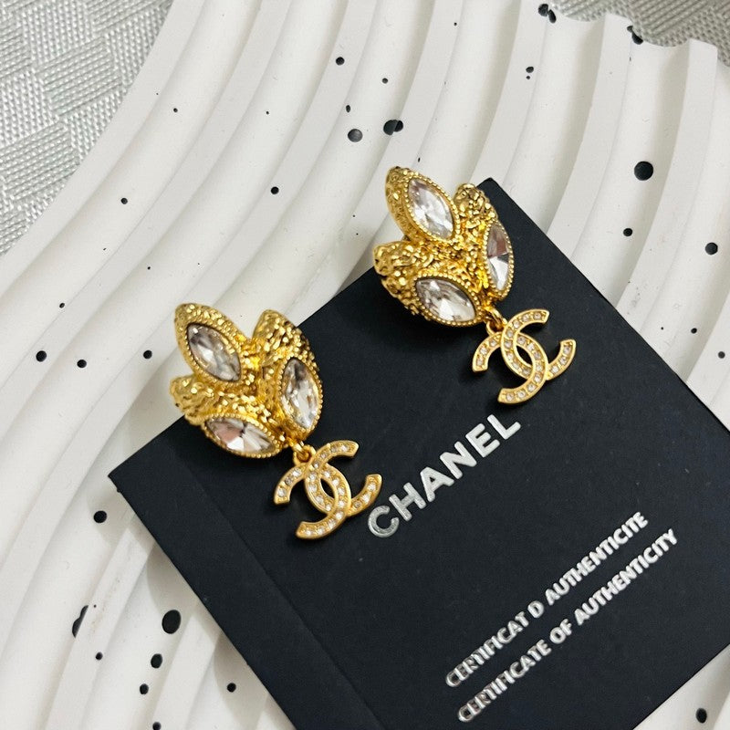 18K Chanel Crystal Flower Earrings