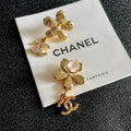 18K Chanel Diamond Flower Gold Earrings