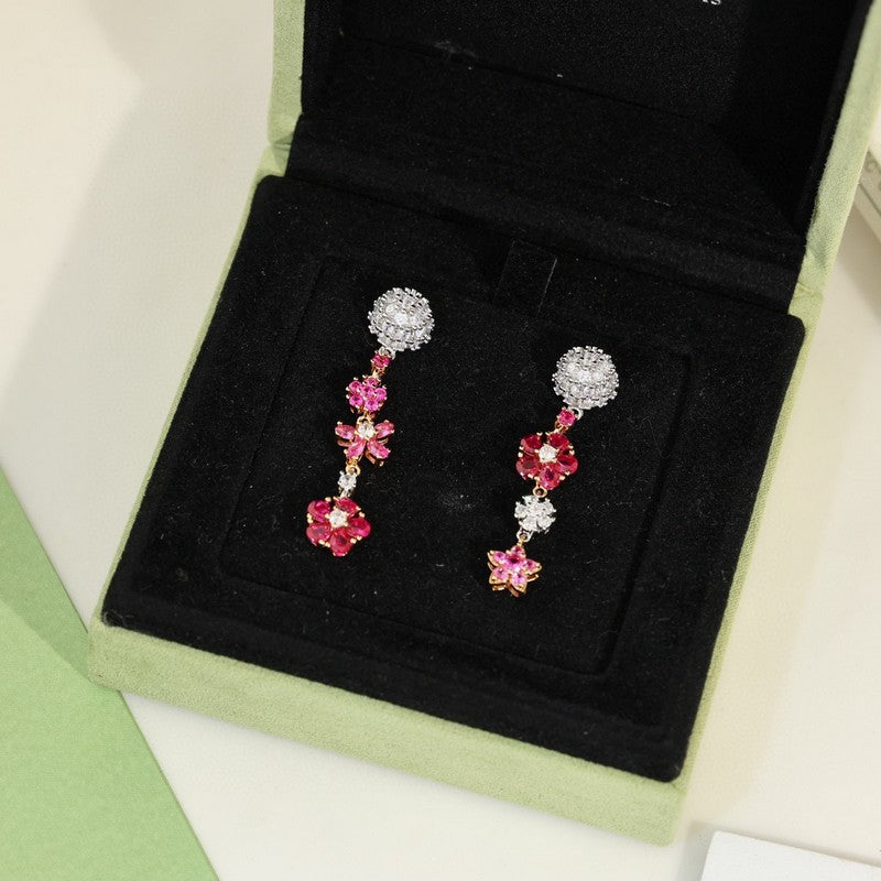 18K Van Cleef & Arpels VCA Flower Diamond Earrings