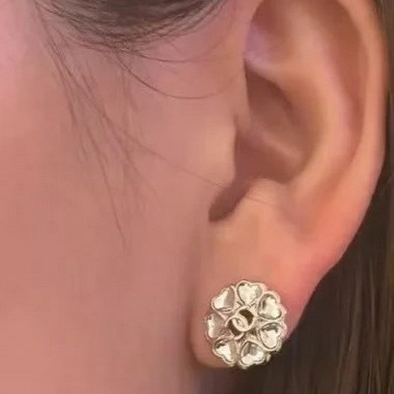18K Chanel 25B Heart Crystal Earrings