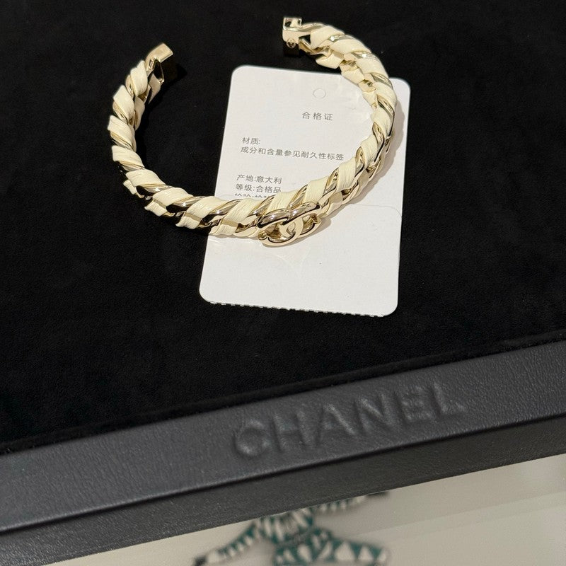 18K Chanel 26C White Open Cuff Bracelet
