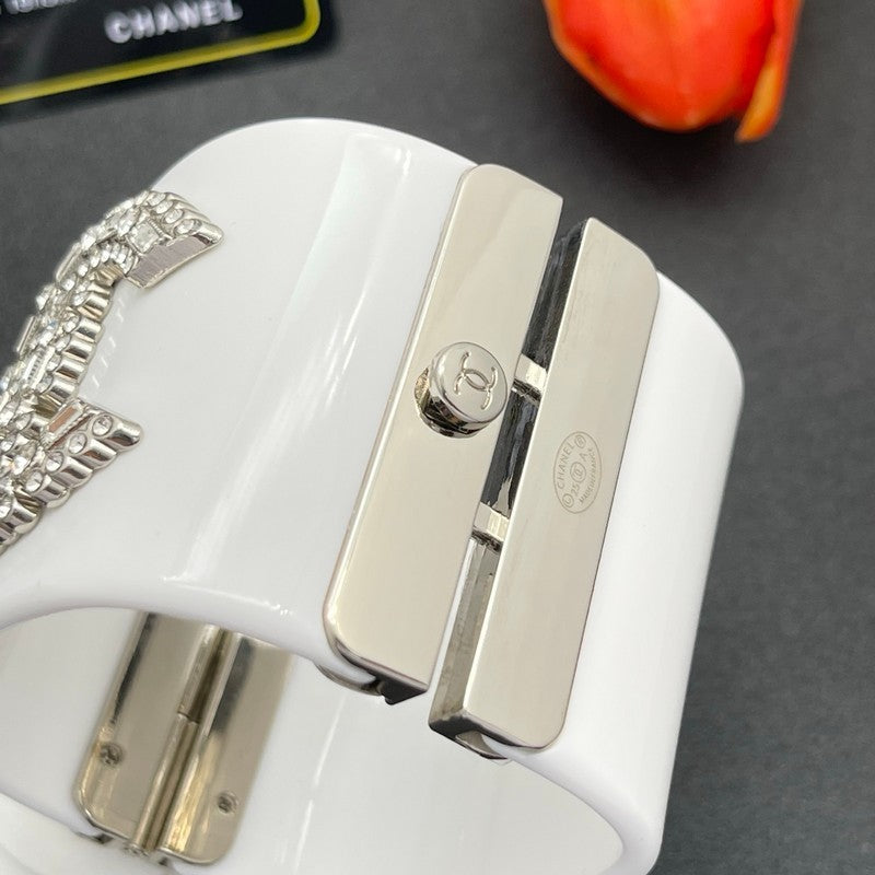 18K Chanel Pearl Diamond White Cuff Bracelet